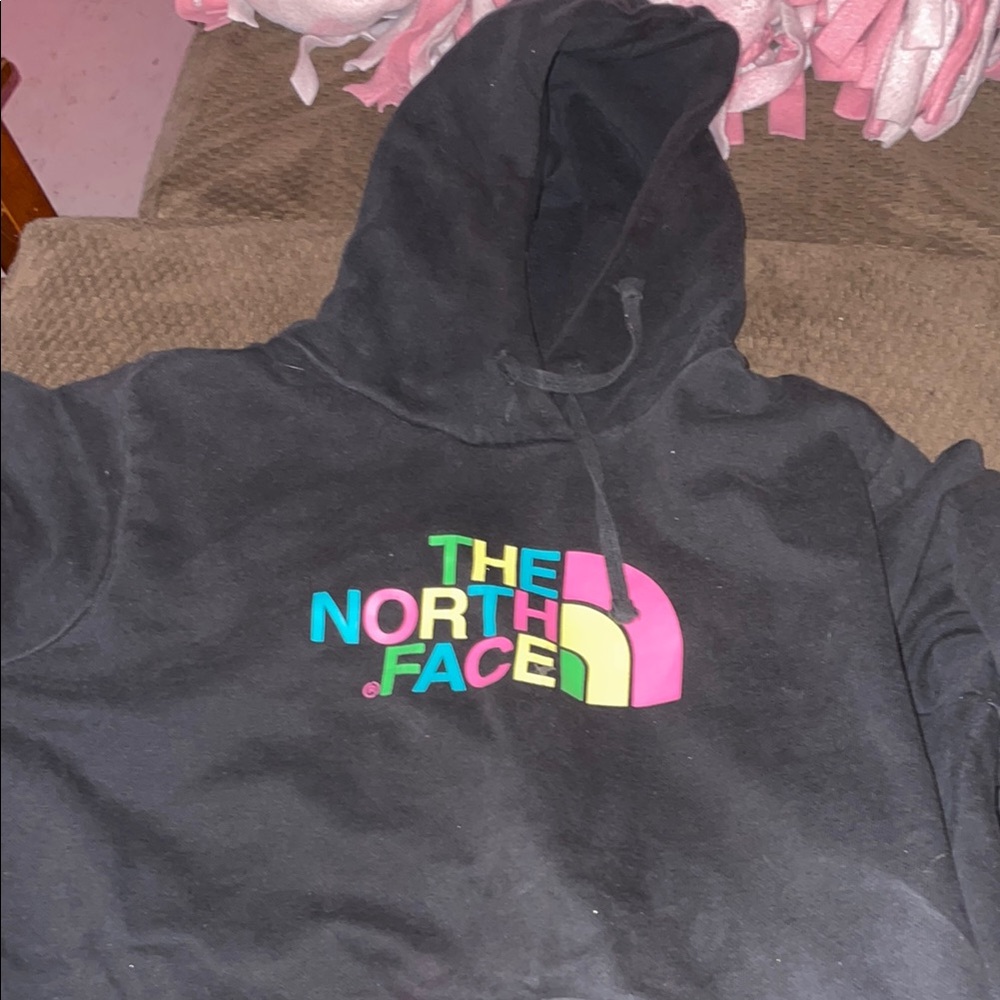The North Face Black Hoodie with Multicolor Logo